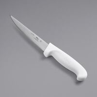 Choice 5" Wide Stiff Boning Knife with White Handle