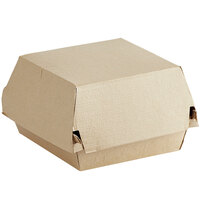 Sabert 55020 4 inch Square Corrugated Kraft Clamshell Take-Out Box - 400/Case