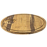 Front of the House SPT054MUB21 12 inch Round Reversible Crushed Bamboo Serving Board with Hand Grips - 4/Case