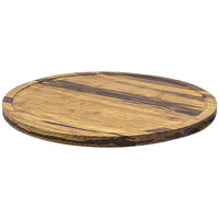 Front of the House SPT054MUB21 12 inch Round Reversible Crushed Bamboo Serving Board with Hand Grips - 4/Case