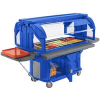 Cambro VBRUHD6186 Navy Blue 6' Versa Ultra Food / Salad Bar with Storage and Heavy-Duty Casters