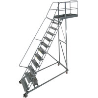 Ballymore CL-13-28 Perforated 13-Step Heavy-Duty Steel Rolling Cantilever Ladder with 130" Platform Height, 28" Overhang, and 127" Vertical Clearance