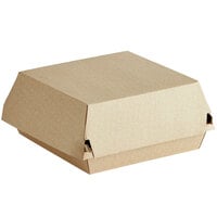 Sabert 55120 5 1/2 inch Square Corrugated Kraft Clamshell Take-Out Box - 200/Case