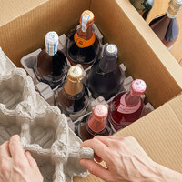 Lavex Packaging Molded Fiber 6 Bottle Upright Wine Shipper - 5/Pack