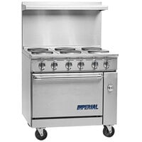 Imperial Range Pro Series IR-6-E2403 36 inch Electric Range with 6 Round Plates and Standard Oven - 240V, 3 Phase