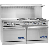 Imperial Range Pro Series IR-6-G24T-E2401 60 inch Electric Range with 6 Round Plates, 24 inch Griddle, and 2 Standard Ovens - 240V, 1 Phase