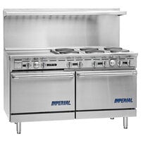 Imperial Range Pro Series IR-6-G24T-E2403 60 inch Electric Range with 6 Round Plates, 24 inch Griddle, and 2 Standard Ovens - 240V, 3 Phase