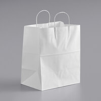 Choice 10 inch x 6 3/4 inch x 12 inch White Paper Customizable Shopping Bag with Handles - 250/Case