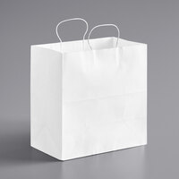 Choice 14" x 8" x 14 3/4" White Paper Customizable Shopping Bag with Handles - 200/Case