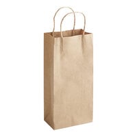 Choice 5 1/2" x 3 1/4" x 13 1/8" Natural Kraft Paper Customizable Shopping Bag with Handles - 250/Case