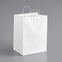 Choice 12 inch x 9 inch x 15 3/4 inch White Paper Customizable Shopping Bag with Handles - 200/Case