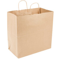 Choice 13 inch x 7 inch x 13 inch Natural Kraft Paper Shopping Bag with Handles - 250/Case