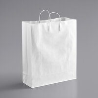 Choice 16 inch x 6 inch x 19 1/4 inch White Paper Customizable Shopping Bag with Handles - 200/Case