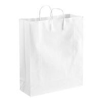 Choice 16 inch x 6 inch x 19 1/4 inch White Paper Customizable Shopping Bag with Handles - 200/Case