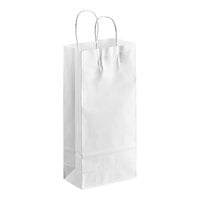 Choice 5 1/2" x 3 1/4" x 13 1/8" White Paper Customizable Shopping Bag with Handles - 250/Case