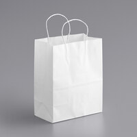 Choice 8 inch x 4 1/2 inch x 10 1/4 inch White Paper Customizable Shopping Bag with Handles - 250/Case