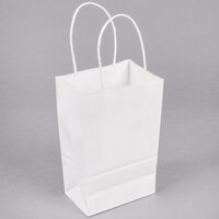 Choice 5 1/2 inch x 3 1/4 inch x 8 3/8 inch White Paper Shopping Bag with Handles - 250/Case