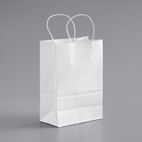 Choice 5 1/2 inch x 3 1/4 inch x 8 3/8 inch White Paper Customizable Shopping Bag with Handles - 250/Case