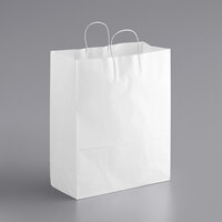 Choice 13 inch x 6 inch x 15 3/4 inch White Paper Customizable Shopping Bag with Handles - 250/Case