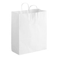 Choice 13" x 6" x 15 3/4" White Paper Customizable Shopping Bag with Handles - 250/Case