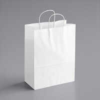 Choice 10 inch x 5 inch x 13 inch White Paper Customizable Shopping Bag with Handles - 250/Case