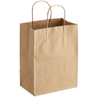 Choice 8" x 4 1/2" x 10 1/4" Natural Kraft Paper Customizable Shopping Bag with Handles - 250/Case