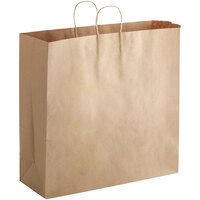 Choice 18 inch x 7 inch x 18 3/4 inch Natural Kraft Paper Customizable Shopping Bag with Handles - 200/Case