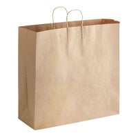 Choice 18" x 7" x 18 3/4" Natural Kraft Paper Customizable Shopping Bag with Handles - 200/Case