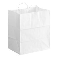 Choice 14 inch x 10 inch x 15 3/4 inch White Paper Customizable Shopping Bag with Handles - 200/Case