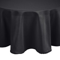 Intedge 90 inch Round Black 100% Polyester Hemmed Cloth Table Cover