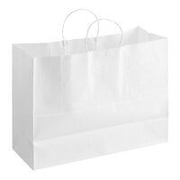 Choice 16" x 6" x 12" White Paper Customizable Shopping Bag with Handles - 250/Case