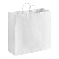 Choice White Paper Customizable Shopping Bag with Handles 16" x 6" x 15 3/4" - 200/Case