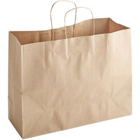 Choice 16 inch x 6 inch x 12 inch Natural Kraft Paper Customizable Shopping Bag with Handles - 250/Case