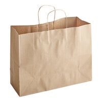 Choice 16" x 6" x 12" Natural Kraft Paper Customizable Shopping Bag with Handles - 250/Case