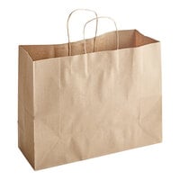 Choice 16 inch x 6 inch x 12 inch Natural Kraft Paper Customizable Shopping Bag with Handles - 250/Case