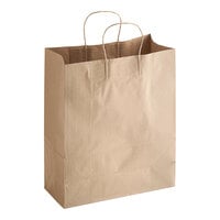 Choice 13" x 6" x 15 3/4" Natural Kraft Paper Customizable Shopping Bag with Handles - 250/Case