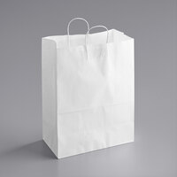 Choice 13 inch x 7 inch x 17 inch White Paper Customizable Shopping Bag with Handles - 250/Case