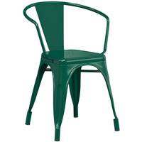 Lancaster Table & Seating Alloy Series Emerald Metal Indoor / Outdoor Industrial Cafe Arm Chair