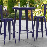 Lancaster Table & Seating Alloy Series 30 inch Round Navy Outdoor Bar Height Table