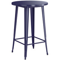 Lancaster Table & Seating Alloy Series 30" Round Navy Outdoor Bar Height Table