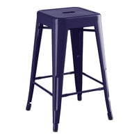 Lancaster Table & Seating Alloy Series Navy Outdoor Backless Counter Height Stool