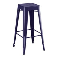 Lancaster Table & Seating Alloy Series Navy Outdoor Backless Barstool