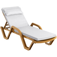 Lancaster Table & Seating Sand Stacking Adjustable Resin Chaise with White Cushion and Pillow
