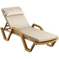 Lancaster Table & Seating Sand Stacking Adjustable Resin Chaise with Cream Cushion and Pillow