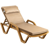 Lancaster Table & Seating Sand Stacking Adjustable Resin Chaise with Beige Cushion and Pillow