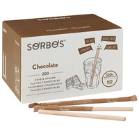 Sorbos 7 1/2 inch Edible Chocolate Flavored Paper Wrapped Straw - 200/Case