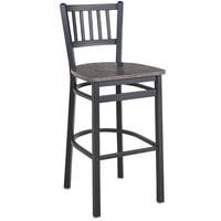 BFM Seating Troy Sand Black Steel Slat Back Barstool with Relic Rustic Copper Melamine Seat