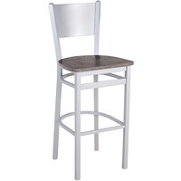 BFM Seating Axel Silver Mist Steel Solid Back Barstool with Relic Rustic Copper Melamine Seat