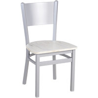 BFM Seating Axel Silver Mist Steel Solid Back Chair with Relic Antique Wash Melamine Seat