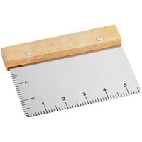 Fox Run 5724 5 3/4 inch x 4 inch Stainless Steel Dough Cutter / Scraper with Measurements and Wood Handle